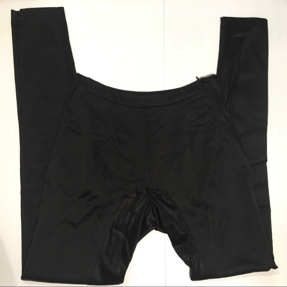 Jen Kao Black Wool Silk Trousers Designer Pants Ankle Zip High Fashion